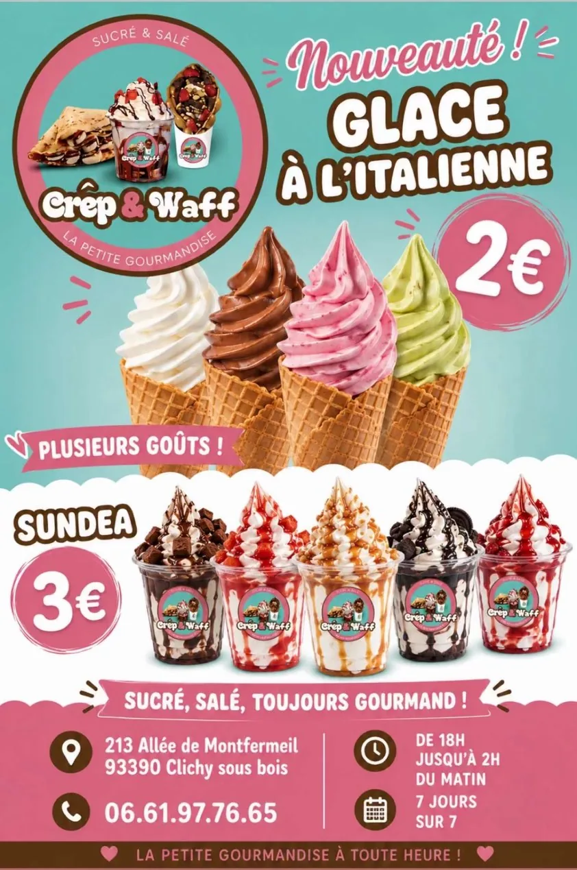 Affiche : glace à l'italienne et sundea